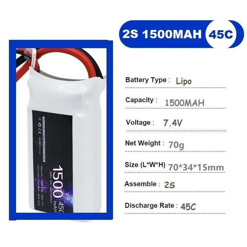 7.4V 2S 1500mAh 45C Lithium Po - Robot Bluetooth Car recension och pris