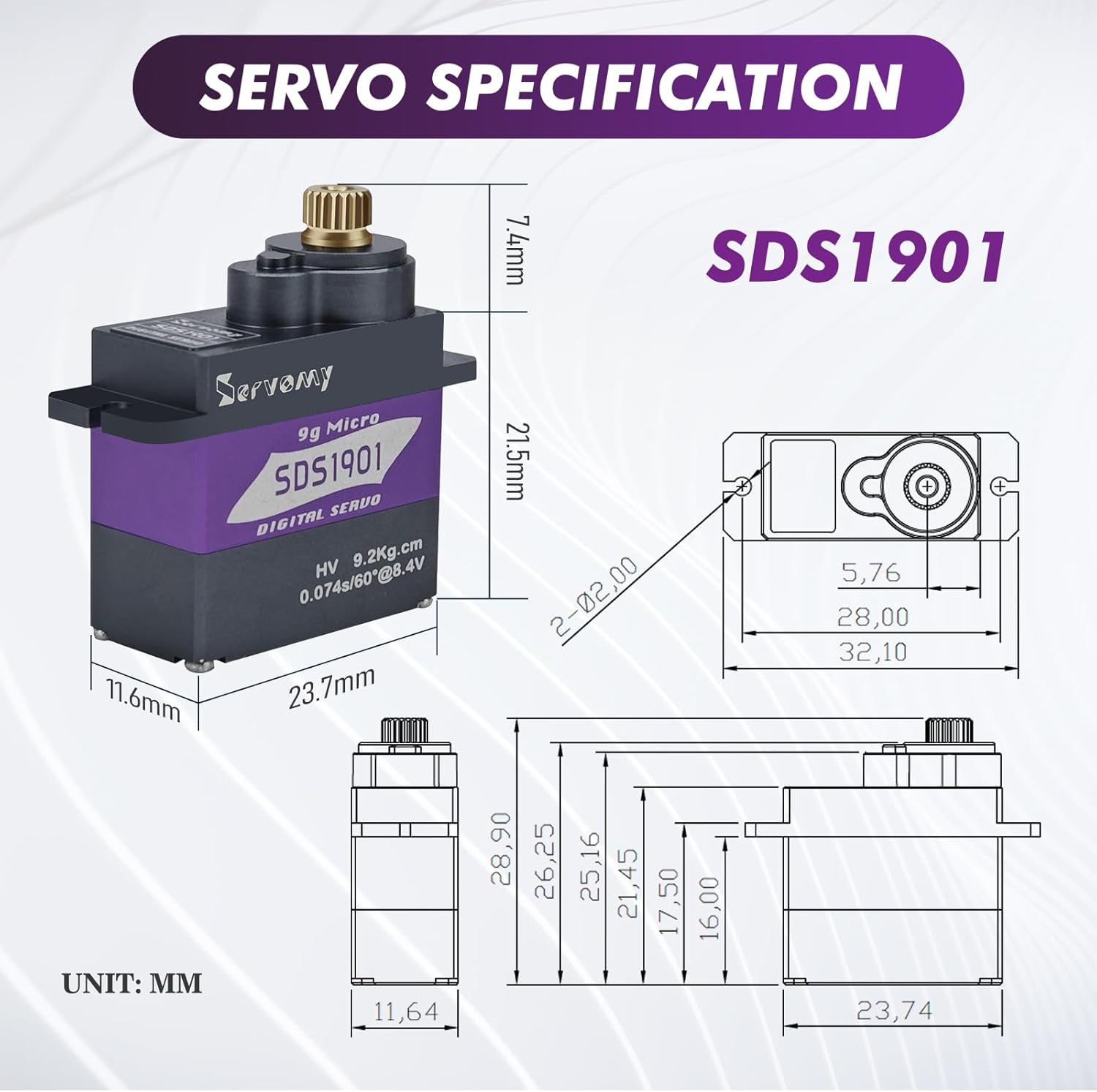 SERVOMY-SDS1901 Digital 9G Mic - Micro Servo recension och pris