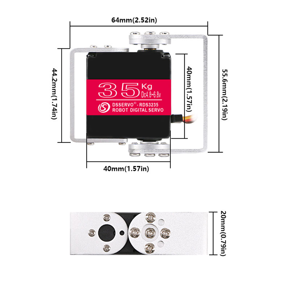 35KG Robot Digital Servo 4.8-6 - Servo Bracket recension och pris